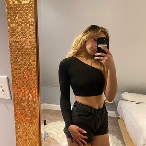 Brand new One shoulder black crop top